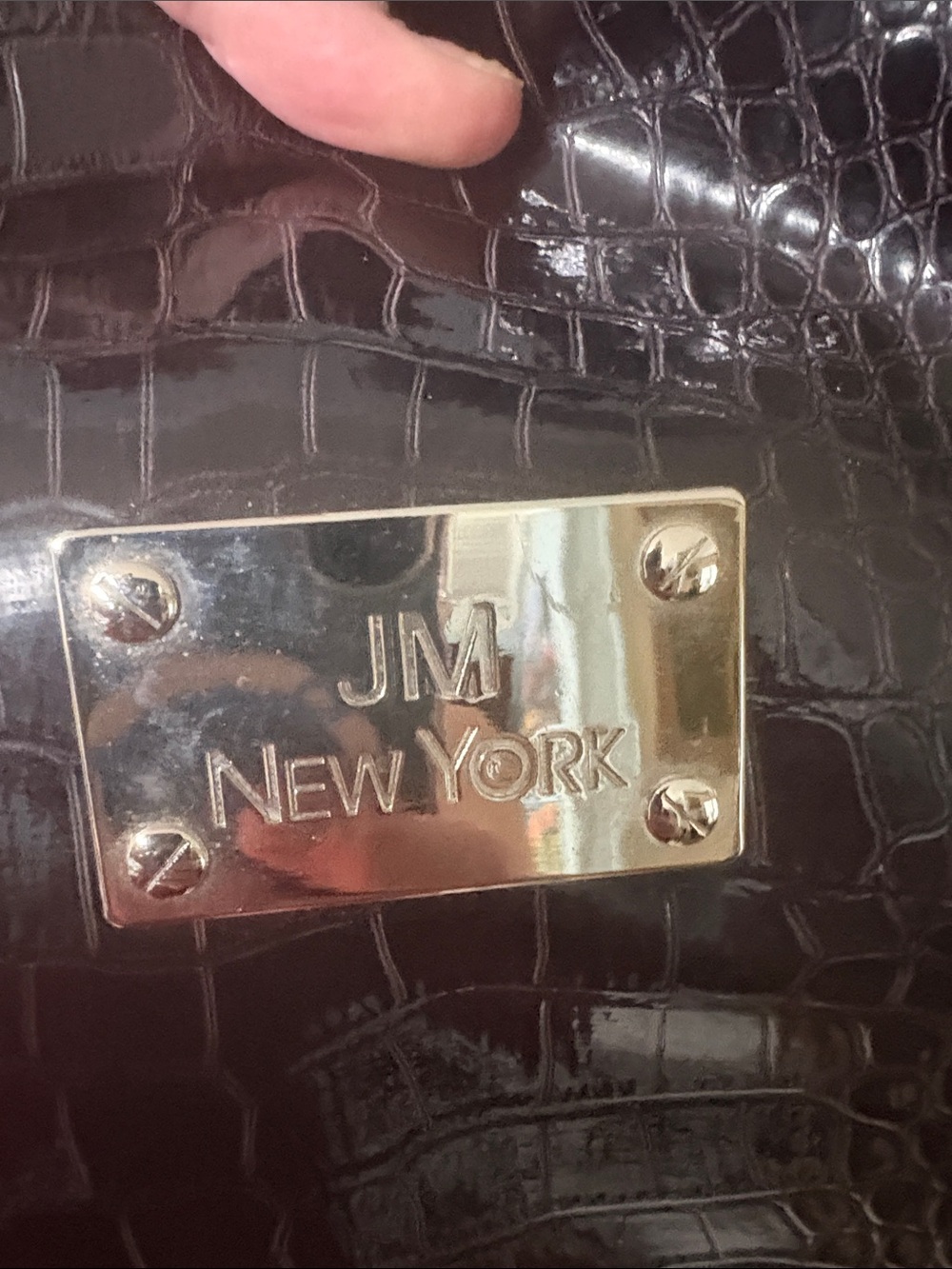JM New York Women’s Croc-Embossed Laptop Tote Bag in Black - Picture 2 of 11